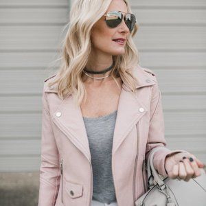 Blank NYC Pink Vegan Leather Moto Jacket